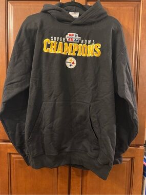 Reebok Pittsburgh Steelers Black and Yellow Super Bowl XL Champions hoodie